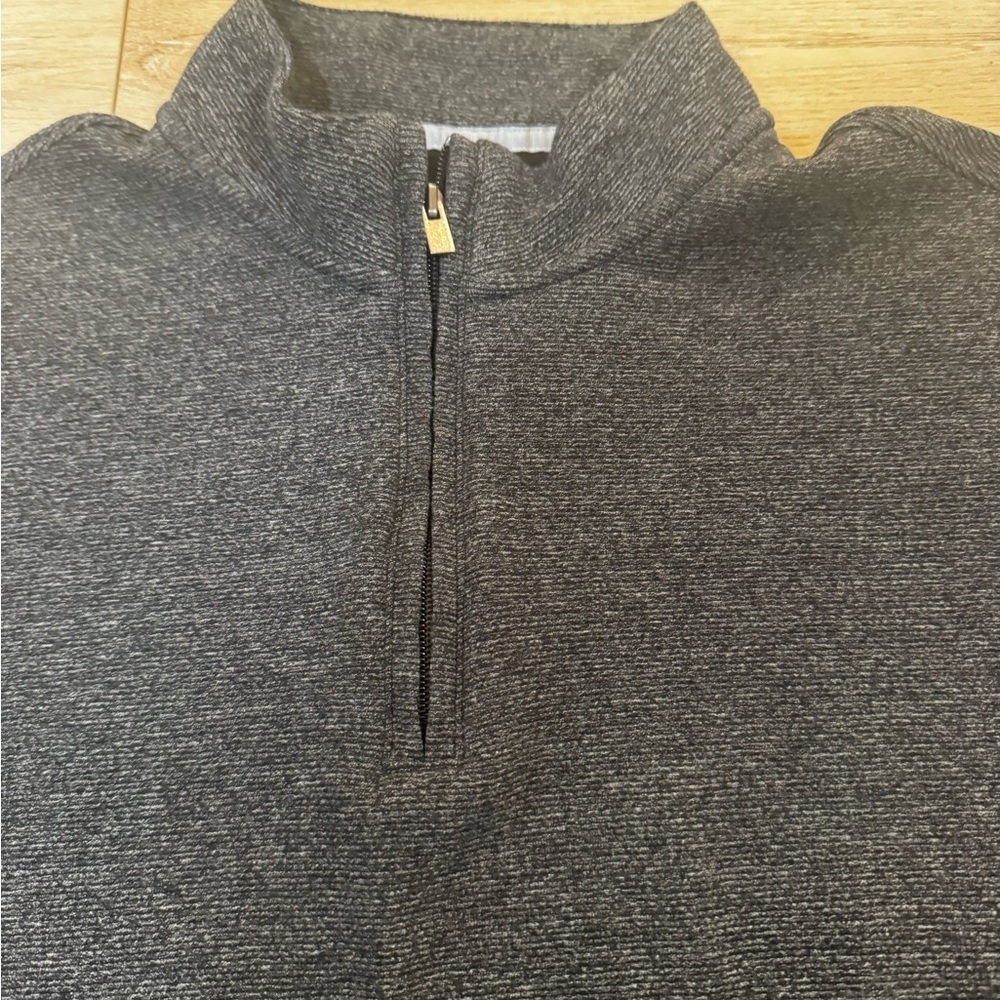 Van Heusen dark heathered gray quarter zip pullover sweater, low collar, L. - Picture 5 of 9